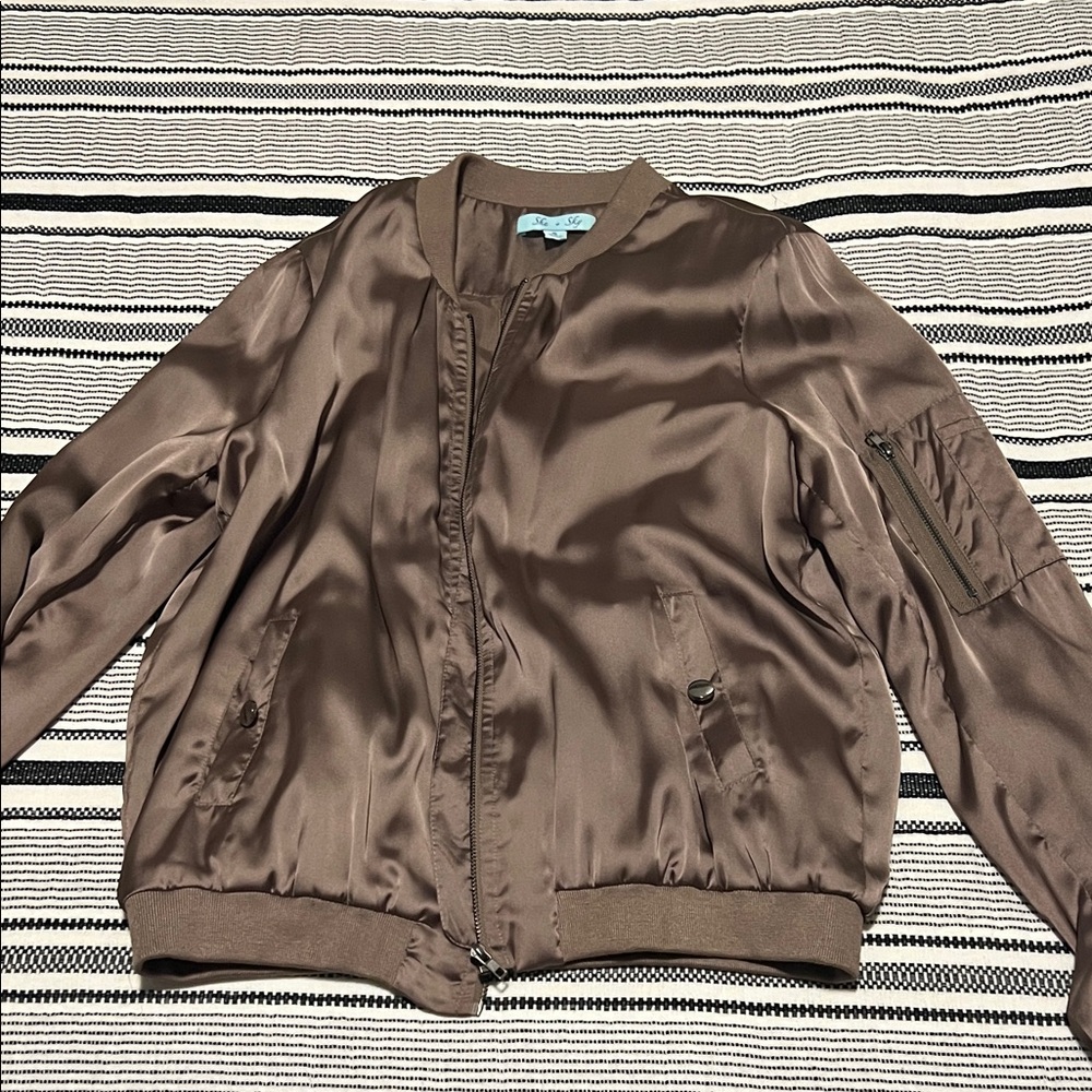 Satin Brown Bomber Jacket